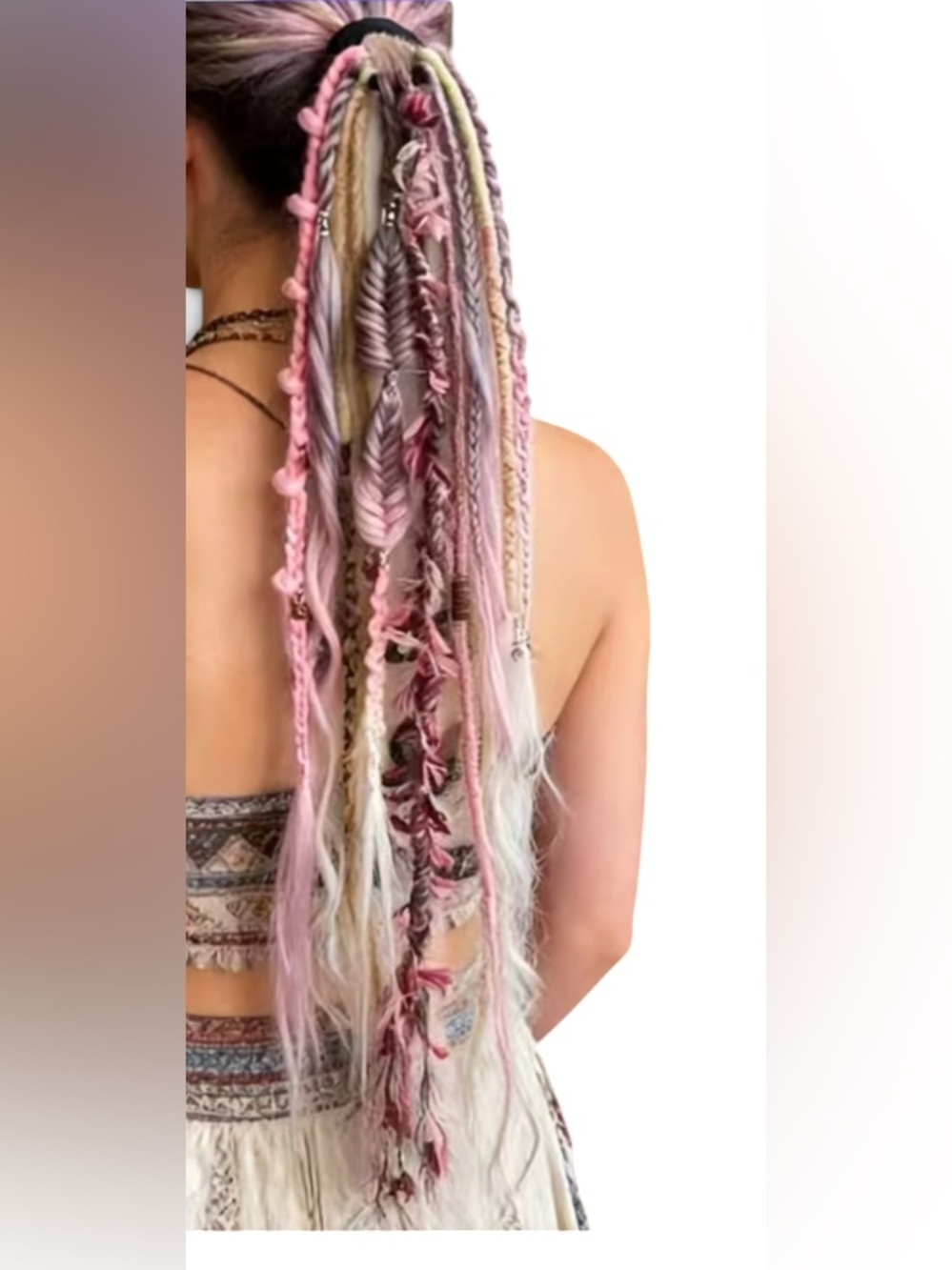 Boho Pink & Blonde Braided Hair Extensions - Women Accessories